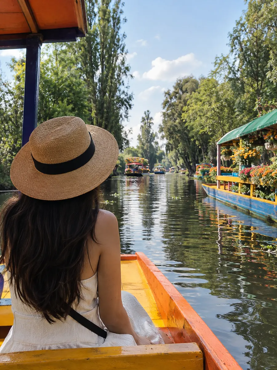 Blick auf die schwimmenden Gärten von Xochimilco